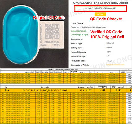 ذخیره سازی عادی 230Ah 280Ah 3.2V LiFePO4 سلول باتری با بسته شارژ مجدد طولانی مدت