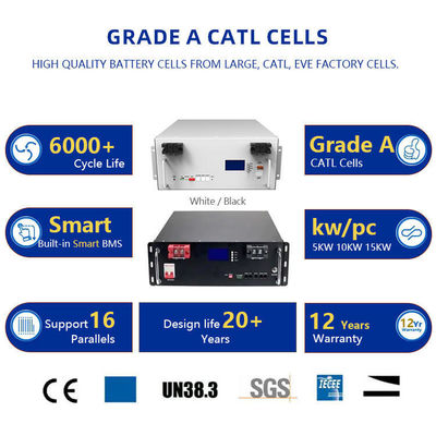 باتری های لیتیوم 200ah BMS برای سیستم انرژی خورشیدی 51.2V سلول های بازپرداخت prismatic