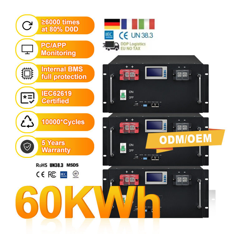 پورت ارتباطی CAN 51.2V 100Ah 150Ah 280Ah باتری LiFePO4 برای سیستم انرژی خورشیدی