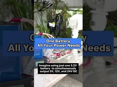 یک باتری 3.2V قدرت 5V / 12V / 24V DC و 110V / 220V AC. ساخته شده در 300W اینورتر تمام دستگاه ها را کنترل می کند