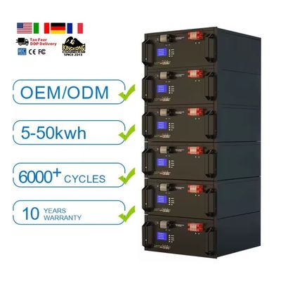 عمر چرخه 6000 بار 51.2V 300ah 100Ah Lifepo4 باتری های لیتیوم یون برای انرژی خورشیدی